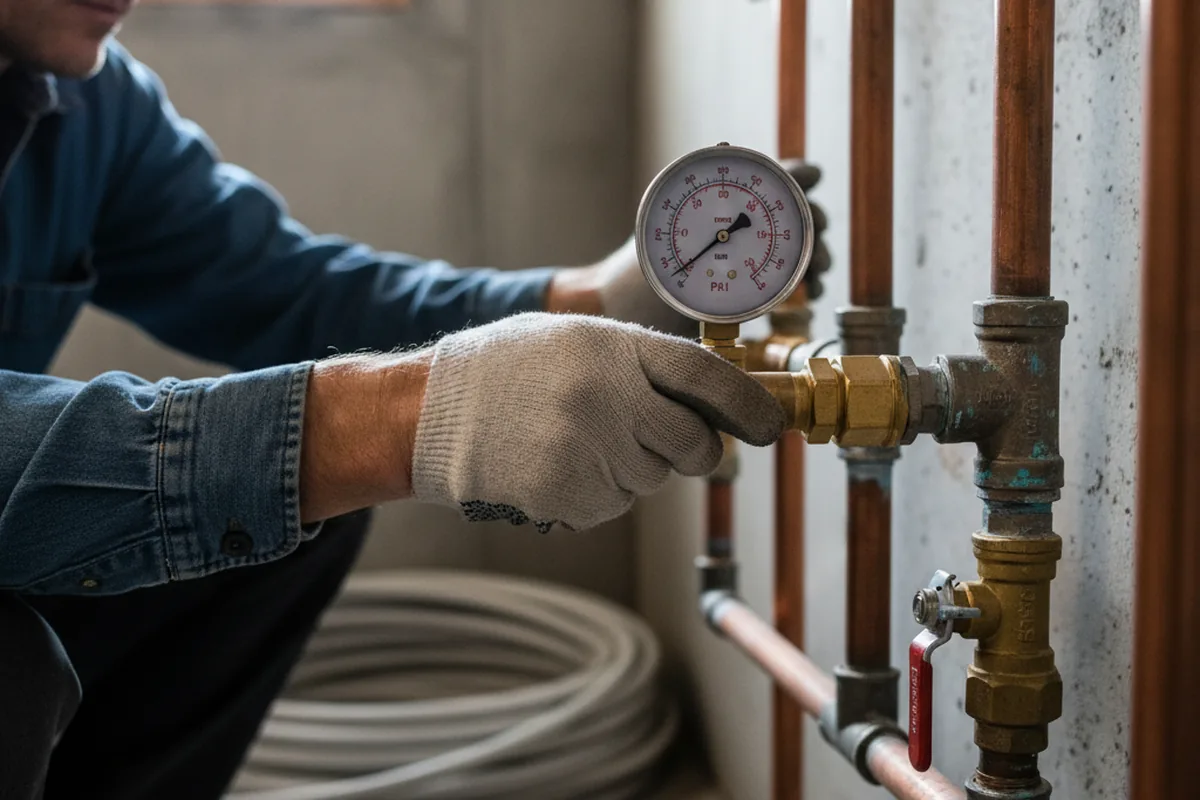 Pressure testing a repaired line during Water Line Repair in Lorena